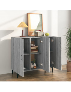 Credenza Grigio Sonoma 90x34x80 cm in Legno Multistrato 2