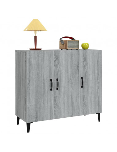 Credenza Grigio Sonoma 90x34x80 cm in Legno Multistrato