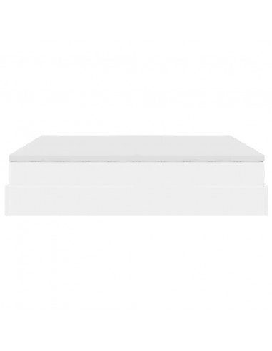 Struttura Letto Pouf con Materassi Bianco 200x200 cm Similpelle