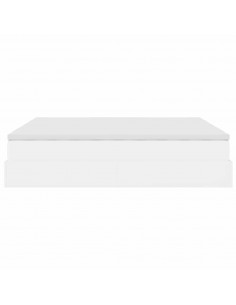 Struttura Letto Pouf con Materassi Bianco 180x200 cm Similpelle 2