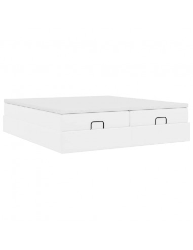 Struttura Letto Pouf con Materassi Bianco 160x200 cm Similpelle