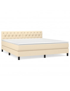 Giroletto a Molle con Materasso Crema 160x200 cm in Tessuto