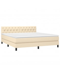 Giroletto a Molle con Materasso Crema 160x200 cm in Tessuto 2