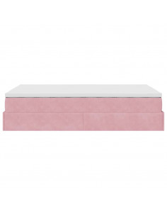 Pouf Letto con Materasso Rosa 120x190 cm Velluto 2
