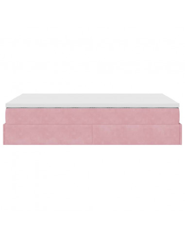Pouf Letto con Materasso Rosa 120x190 cm Velluto