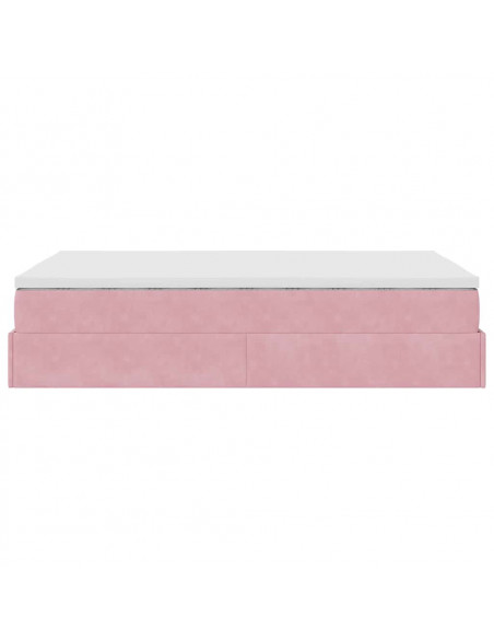 Pouf Letto con Materasso Rosa 120x190 cm Velluto