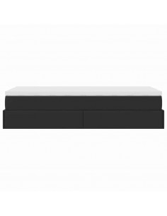 Struttura Letto Pouf con Materasso Nero 90x200 cm Similpelle