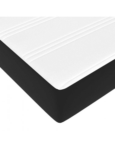 Struttura Letto Pouf con Materasso Nero 90x200 cm Similpelle