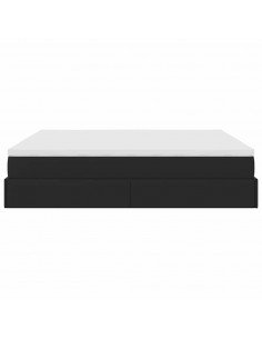 Struttura Letto Pouf con Materasso Nero 160x200 cm Similpelle