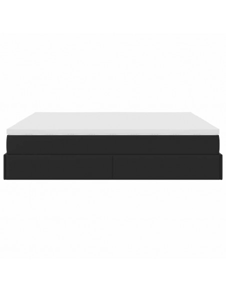 Struttura Letto Pouf con Materasso Nero 160x200 cm Similpelle