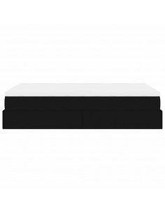 Struttura Letto Pouf con Materasso Nero 120x200 cm Similpelle