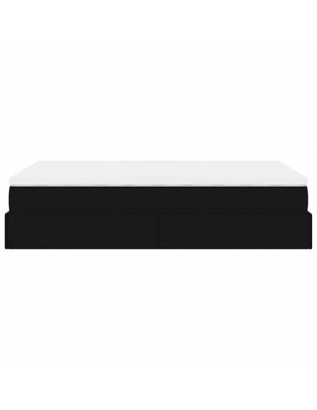 Struttura Letto Pouf con Materasso Nero 120x200 cm Similpelle