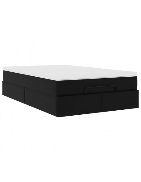 Struttura Letto Pouf con Materasso Nero 120x200 cm Similpelle