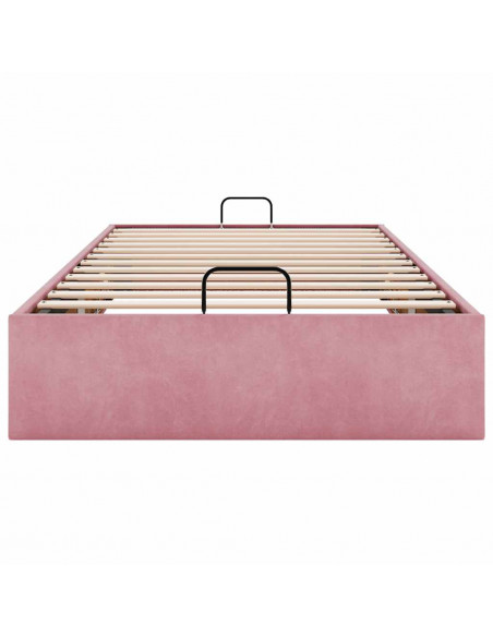 Struttura Letto Pouf Senza Materasso Rosa 90x200 cm Velluto