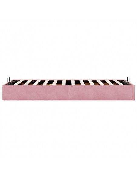 Struttura Letto Pouf Senza Materasso Rosa 90x200 cm Velluto