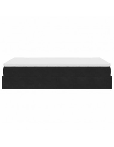 Pouf Letto con Materasso Nero 120x190 cm Velluto