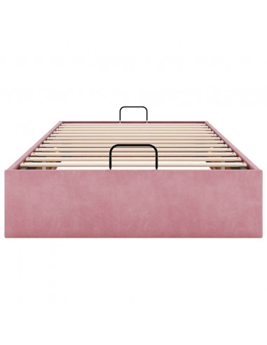 Struttura Letto Pouf Senza Materasso Rosa 90x190 cm Velluto