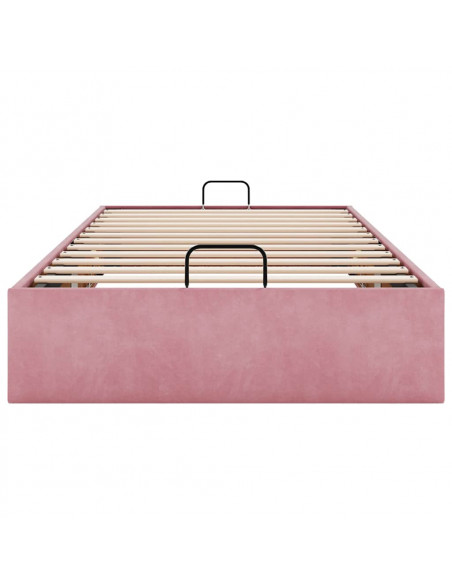 Struttura Letto Pouf Senza Materasso Rosa 90x190 cm Velluto