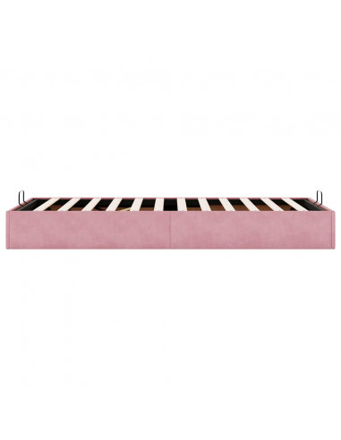 Struttura Letto Pouf Senza Materasso Rosa 90x190 cm Velluto