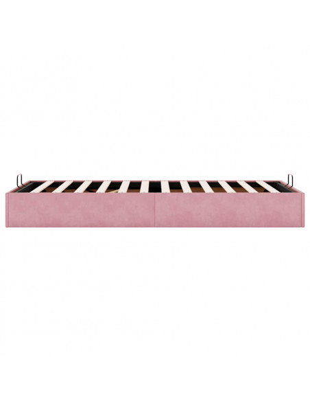 Struttura Letto Pouf Senza Materasso Rosa 90x190 cm Velluto