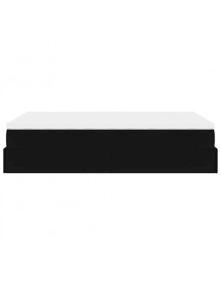 Struttura Letto Pouf con Materasso Nero 120x190 cm Similpelle