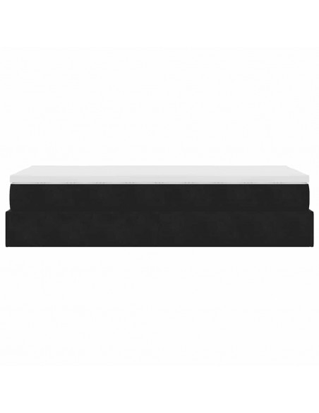 Struttura Letto Pouf con Materasso Nero 100x200 cm Velluto