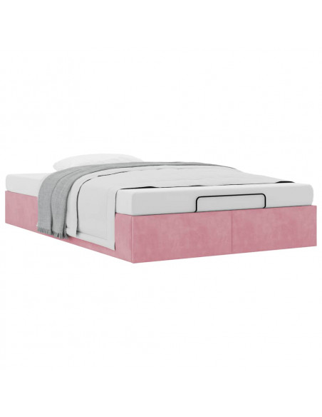 Struttura Letto Pouf Senza Materasso Rosa 120x200 cm Velluto
