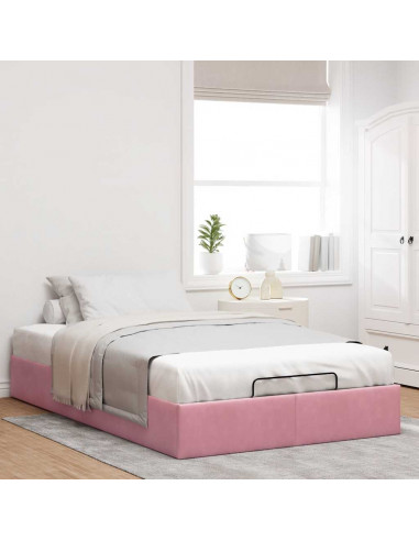 Struttura Letto Pouf Senza Materasso Rosa 120x200 cm Velluto