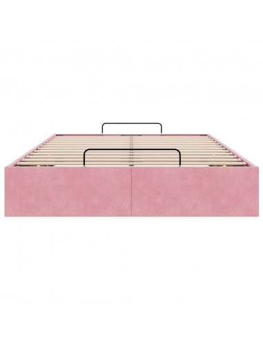 Struttura Letto Pouf Senza Materasso Rosa 120x200 cm Velluto