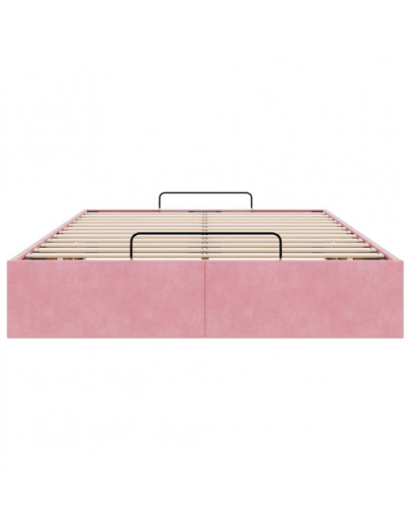 Struttura Letto Pouf Senza Materasso Rosa 120x200 cm Velluto