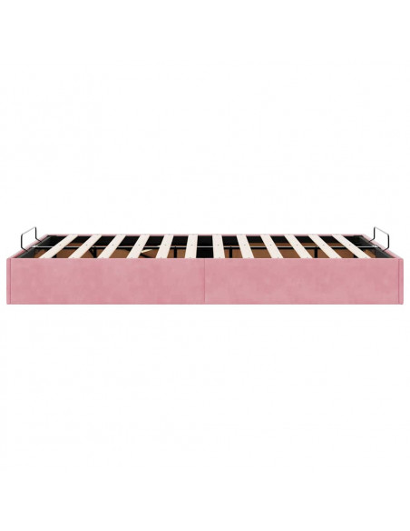 Struttura Letto Pouf Senza Materasso Rosa 120x200 cm Velluto