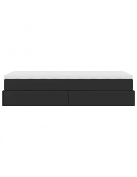 Struttura Letto Pouf con Materasso Nero 100x200 cm Similpelle