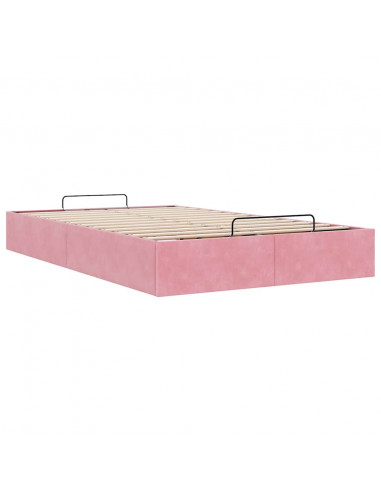 Struttura Letto Pouf Senza Materasso Rosa 120x190 cm Velluto
