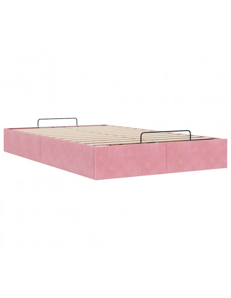 Struttura Letto Pouf Senza Materasso Rosa 120x190 cm Velluto