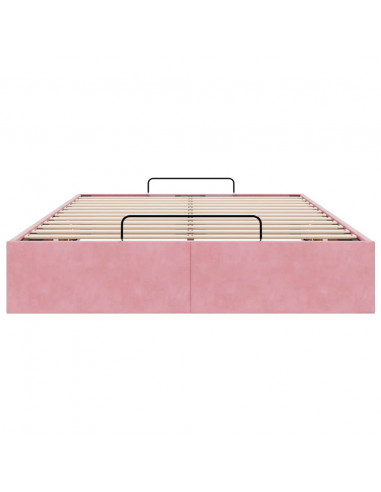 Struttura Letto Pouf Senza Materasso Rosa 120x190 cm Velluto