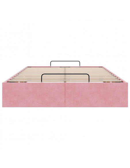 Struttura Letto Pouf Senza Materasso Rosa 120x190 cm Velluto