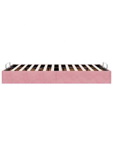 Struttura Letto Pouf Senza Materasso Rosa 120x190 cm Velluto