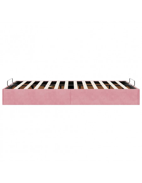 Struttura Letto Pouf Senza Materasso Rosa 120x190 cm Velluto