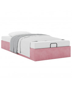 Struttura Letto Pouf Senza Materasso Rosa 100x200 cm Velluto