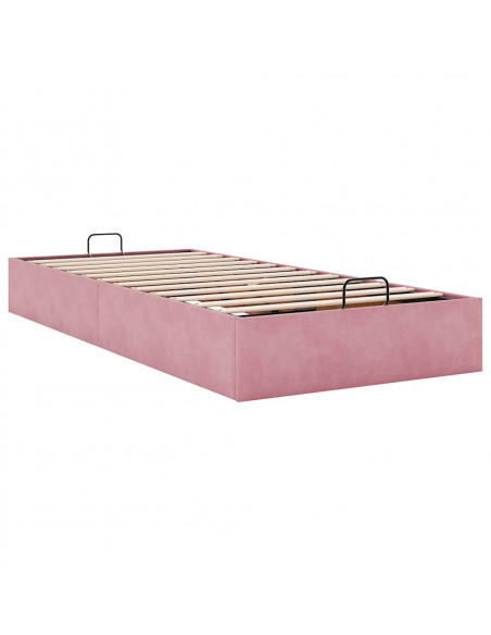 Struttura Letto Pouf Senza Materasso Rosa 100x200 cm Velluto