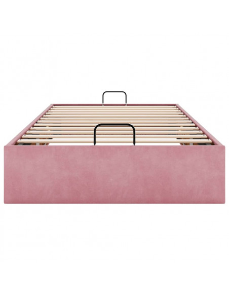 Struttura Letto Pouf Senza Materasso Rosa 100x200 cm Velluto