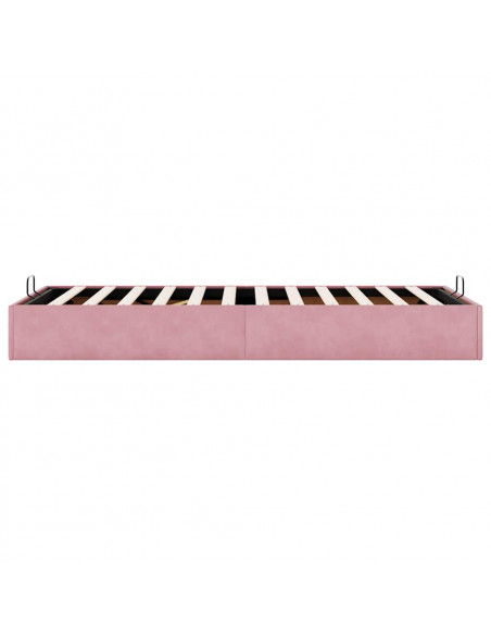 Struttura Letto Pouf Senza Materasso Rosa 100x200 cm Velluto