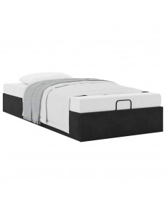 Struttura Letto Pouf Senza Materasso Nero 90x200 cm Velluto