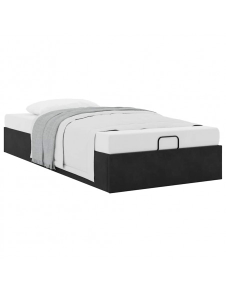 Struttura Letto Pouf Senza Materasso Nero 90x200 cm Velluto