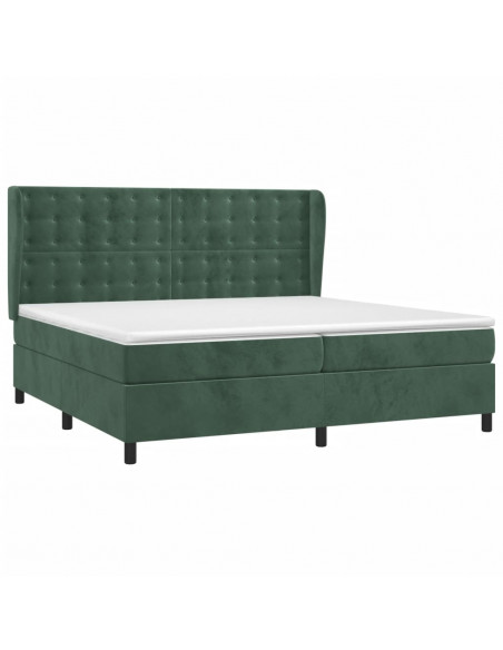 Giroletto a Molle con Materasso Verde Scuro 200x200 cm Velluto