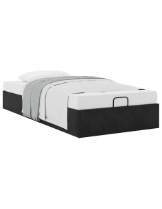 Struttura Letto Pouf Senza Materasso Nero 90x190 cm Velluto