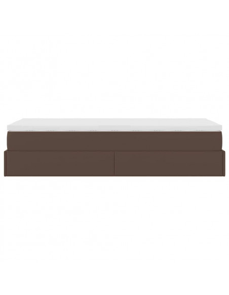 Struttura Letto Pouf con Materasso Marrone 100x200cm Similpelle
