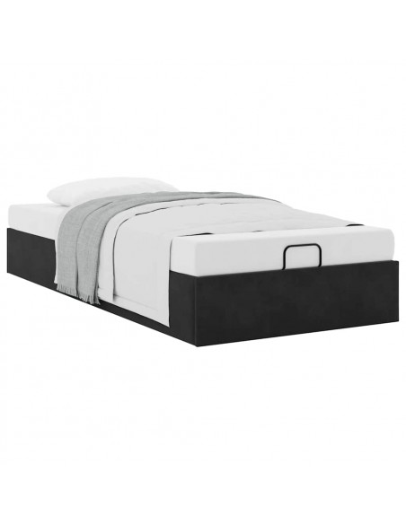 Struttura Letto Pouf Senza Materasso Nero 80x200 cm Velluto