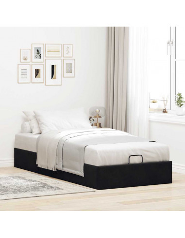 Struttura Letto Pouf Senza Materasso Nero 80x200 cm Velluto