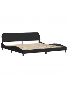 Giroletto con Testiera Nero 200x200 cm in Tessuto